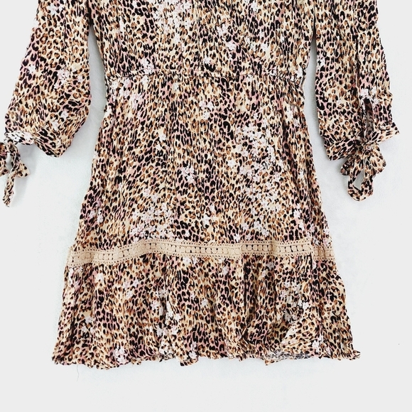 NEW  American Rag Animal-Print Brown Tan Summer Ruffle Midi Dress P3670 - Picture 3 of 9